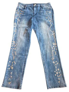 Venus Embellished Rhinestone Bootcut Denim Jeans Size 16
